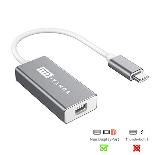 Product Cover USB-C to Mini DisplayPort Adapter, ITD ITANDA 4K Thunderbolt 3 to Mini DP Adapter Cable for Apple New MacBook 2017, ChromeBook Pixel Samsung S8(No Thunderbolt 2)