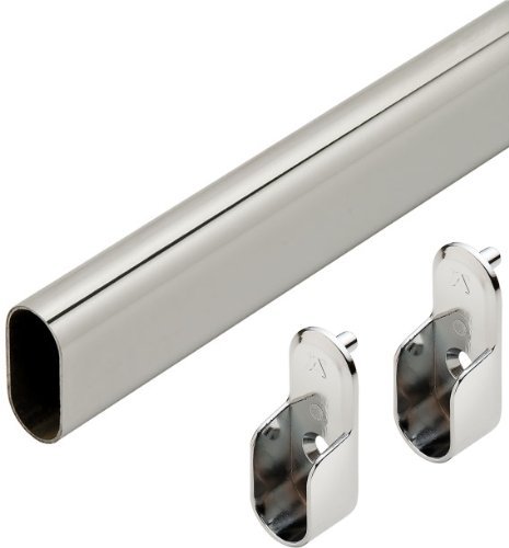 Product Cover Hafele Oval Closet Rod with End Supports - 30in, Chrome
