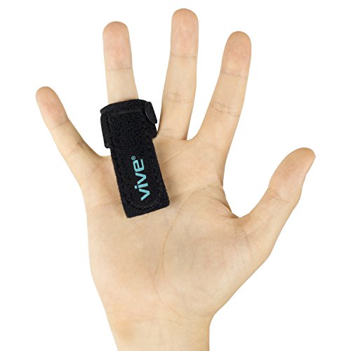 Product Cover Vive Trigger Finger Splint - Support Brace for Straightening Curved, Bent, Locked and Stenosing Tenosynovitis Hands - Tendon Lock Release Stabilizer Brace - Half Finger Pain Relief Knuckle Wrap