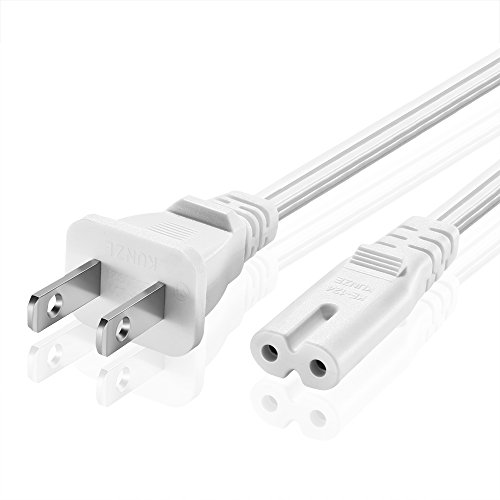 Product Cover TNP Universal 2 Prong Power Cord (3 Feet) - NEMA 1-15P to IEC320 C7 Shotgun Connector AC Power Supply Cable Wire Socket Plug Jack (White) Compatible with Apple TV, PS4, PS3 Slim, LED HDTV