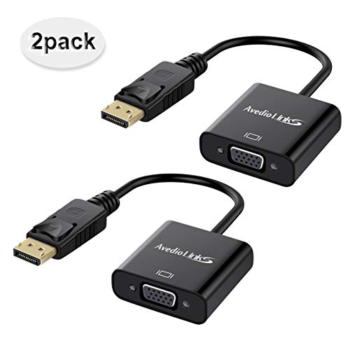 Product Cover DisplayPort to VGA 2 Pack, avedio links Gold-Plated Display Port (DP) to VGA Adapter Converter(Male to Female) Compatible with Computer, Desktop, Laptop, PC,Monitor, Projector