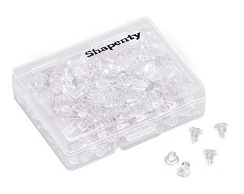 Product Cover Shapenty Clear Color Plastic Rubber Bullet Clutch Earring Safety Back Stopper Replacement for Fish Hook Earring (Clear, 200PCS/100Pairs)