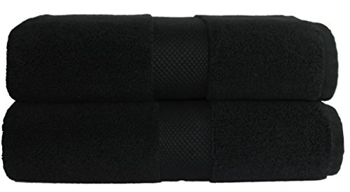 Product Cover COTTON CRAFT - 2 Pack Luxuriously Oversized Hotel Bath Sheet - Black - 100% Ringspun Cotton - 40x80 - Heavy Weight 700 Grams - 2 Ply Construction - Highly Absorbent - Easy Care Machine Wash