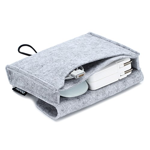 Product Cover NIDOO Portable Felt Storage Bag, Electronics Accessories Protective Case Pouch for MacBook Power Adapter, Mouse, Cellphone, Cables, SSD, HDD, Power Bank, Portable External Hard Drive, Gray