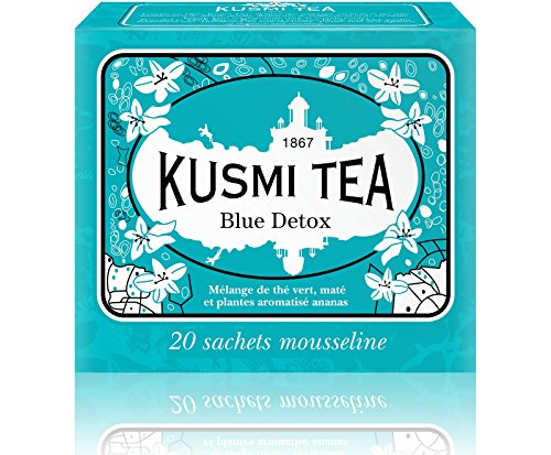 Product Cover Kusmi Tea - Blue Detox - A Blend of Green Tea, Mate, and Rooibos with Savory Pineapple - All Natural, Sugar Free, Preservative Free, Loose Leaf Green Tea Blend in 20 Muslin Tea Bags (20 Servings)