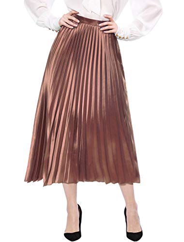 Product Cover Allegra K Women's Zip Closure Accordion Pleated Metallic Midi Party Skirt