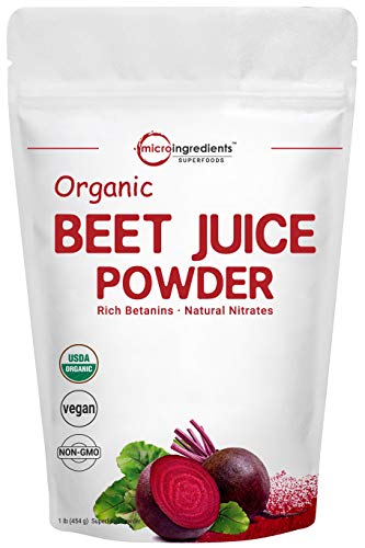 Product Cover Organic Super Beet Juice Powder, 1 Pound (16 Ounce), Natural Nitrates for Energy Booster, Best Superfoods and Flavor for Beverage and Smoothie, Water Soluble, No GMO and Vegan Friendly