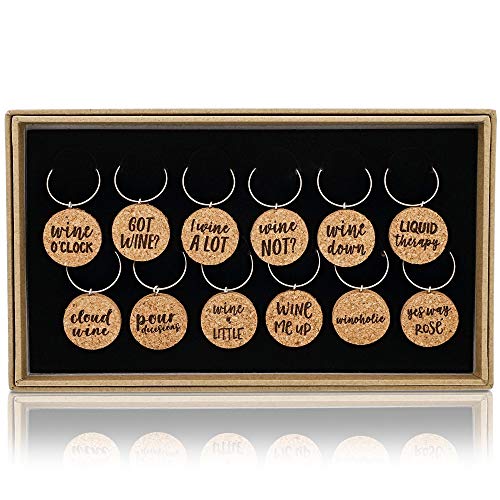 Product Cover Funny Wine Glass Charms (Cork, 12 Pack)