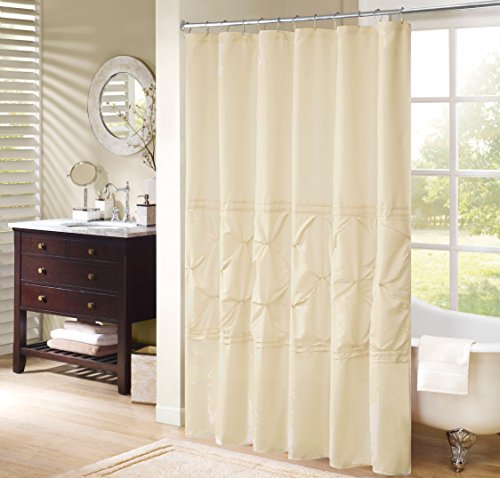 Product Cover Comfort Spaces Cavoy Bathroom Shower Tufted Ruffle Pattern Modern Elegant Microfiber Fabric Bath Curtains, 72