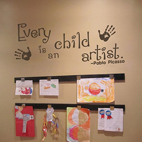 Product Cover Every Child is an Artist Decal - Children Artwork Display Decal - Picasso Quote Wall Sticker (34x15