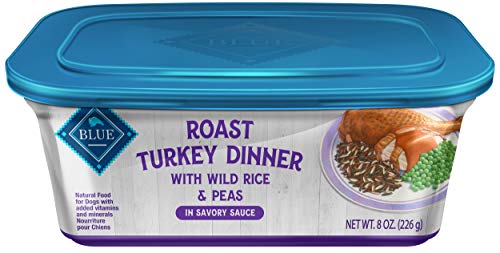 Product Cover Blue Buffalo Roast Turkey Dinner Natural Adult Wet Dog Food Tub, Turkey with Wild Rice & Peas 8-oz (Pack of 8)