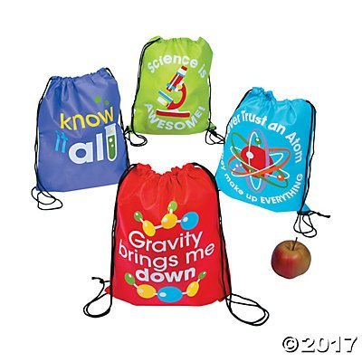 Product Cover Fun Express Science Party Drawstring Backpacks - 12 ct
