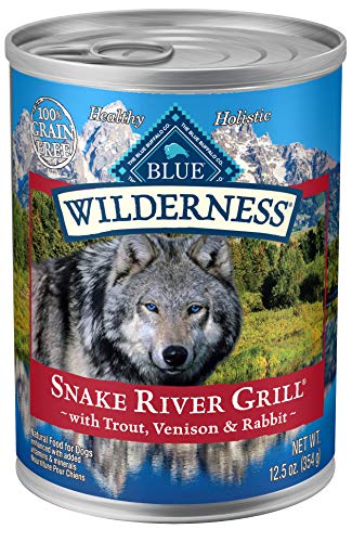 Product Cover Blue Buffalo Wilderness Snake River Grill High Protein Grain Free, Natural Wet Dog Food, Trout, Venison & Rabbit 12.5-oz can (pack of 12)