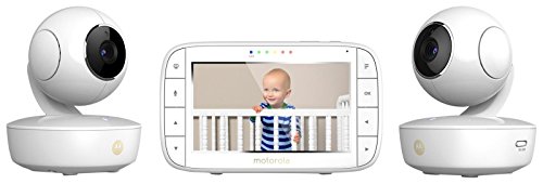 Product Cover Motorola MBP36XL-2 Portable Video Baby Monitor, 5-inch Color Screen, 2 Rechargeable Cameras with Remote Pan, Tilt, and Zoom, Two-Way Audio, and Room Temperature Display