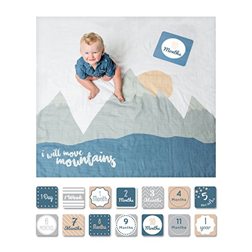 Product Cover lulujo Baby First Year Milestone Blanket and Cards Set, I Will Move Mountains