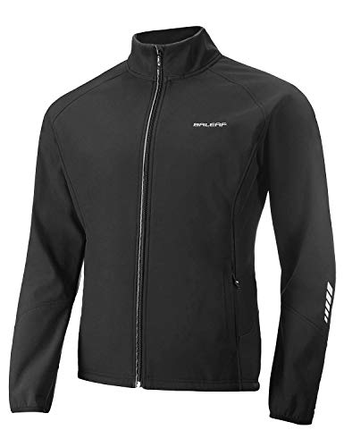 Product Cover BALEAF Men's Windproof Cycling Running Jacket Thermal Softshell Water-Repellent Lightweight Windbreaker Winter Black Size L