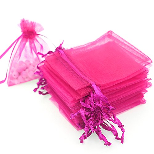 Product Cover AKStore 100 Pieces Draw String Organza Jewelry Rose Favor Pouches Wedding Party Festival Gift Candy Bags, 3.5 Ounce