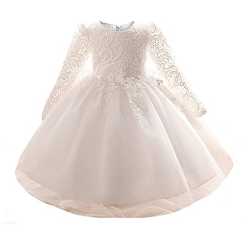 Product Cover Myosotis510 Girls' Lace Princess Wedding Baptism Dress Long Sleeve Formal Party Wear for Toddler Baby Girl