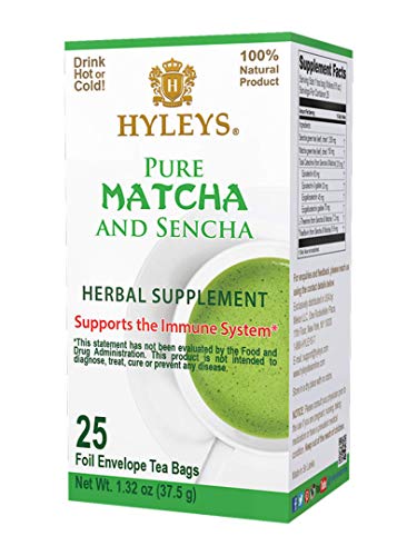 Product Cover Hyleys Japanese Pure Matcha Original Green Tea - 25 Tea Bags (GMO Free, Gluten Free, Dairy Free, Sugar Free and 100% Natural)