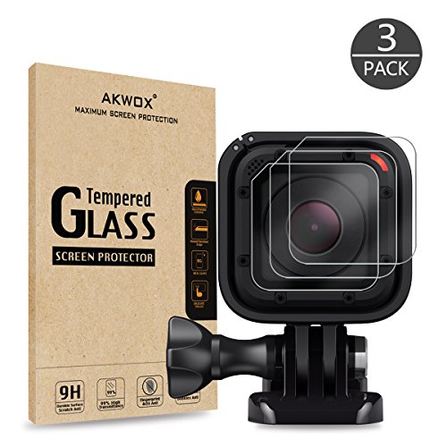 Product Cover (Pack of 3) Tempered Glass Screen Protector for Gopro Hero 4 Session Hero 5 Session, Akwox 0.3mm 9H Hard Scratch-Resistant Camera Lens Film for GoPro Hero4 Session/Hero5 Session Camera Accessories