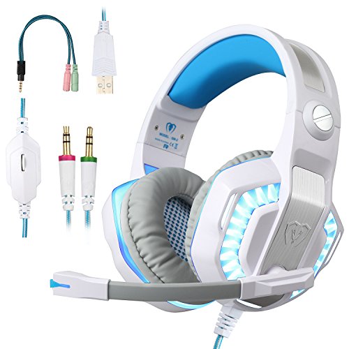 Product Cover BlueFire Professional Stereo Gaming Headset for PS4, Xbox One Headphones with Mic and LED Lights for Playstation 4, Xbox One, PC (White)