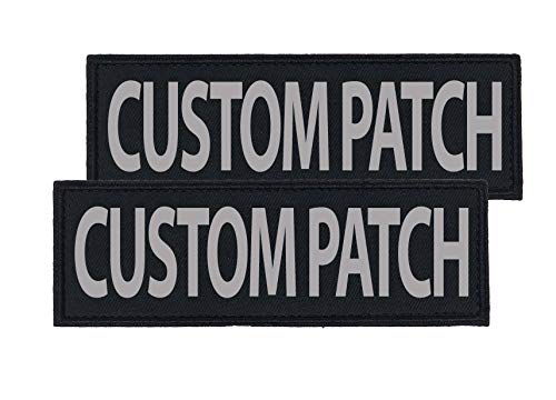 Product Cover Dogline Custom Reflective Patch for Vest Harness Or Collar Customizable Text Personalized Patches with Hook Backing Name Service Dog in Training Emotional Support (2 Patches) - 1.5