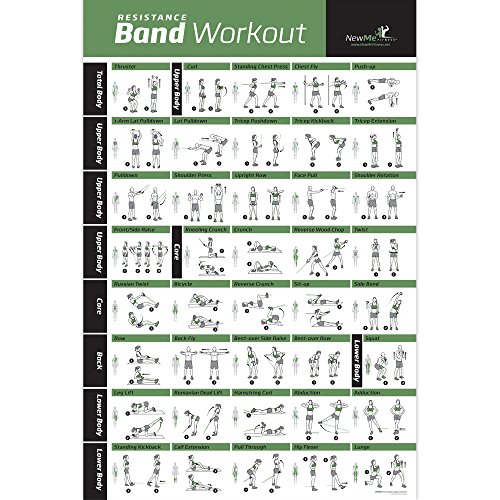 Product Cover Resistance Band/Tube Exercise Poster Laminated - Total Body Workout Personal Trainer Fitness Chart - Home Fitness Training Program for Elastic Rubber Tubes and Stretch Band Sets - 20