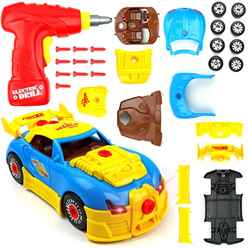 Product Cover Big Mo's Toys 661-184 Build Your Own Race Car - STEM Toy Racing Car for Kids Gift, Yellow