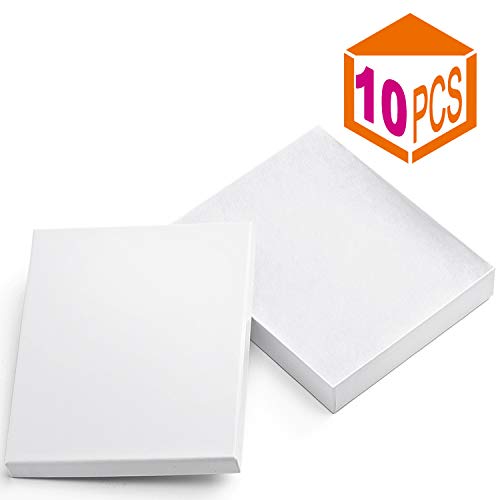 Product Cover MESHA Cardboard Paper Box for Jewelry and Gift 6x5x1 Inch Thick Paper Box With Cotton Lining (White-10Pcs)