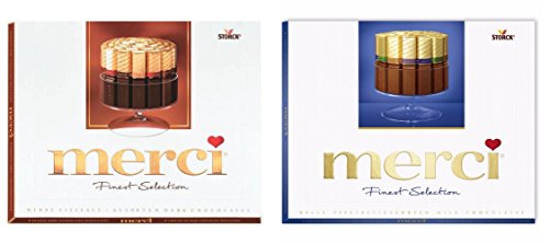 Product Cover Merci European Dark & Milk Chocolates, (Red+Blue 8.8 Ounce each), Bundle