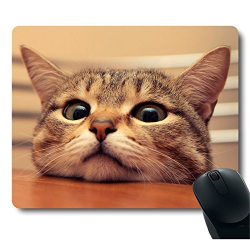 Product Cover Curious Cute Cat Look at You with Eager Eyes on Table Customized Mouse Pad