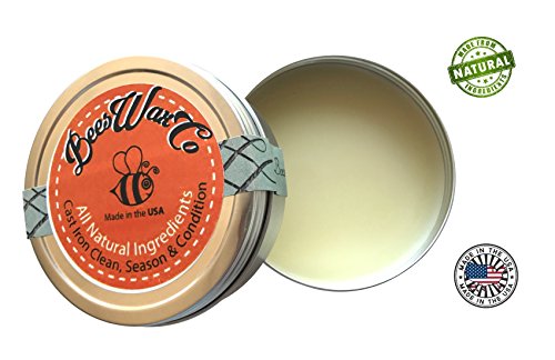 Product Cover All Natural Cast Iron Cleaning Wax Conditioner Seasoner - Made From Plant Based Oils And Beeswax - Cleaner Takes Seasons Most Cast Iron, Kitchen And Food Grade Surfaces.