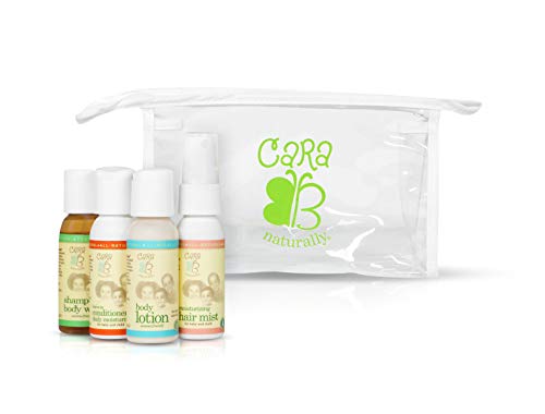 Product Cover CARA B Naturally Travel Convenience Bundle w/TSA-Approved Travel Bag - Shampoo/Body Wash, Leave-in Conditioner/Daily Moisturizer, Moisturizing Hair Mist and Body Lotion - Pack of 4 at 1 Ounce Each