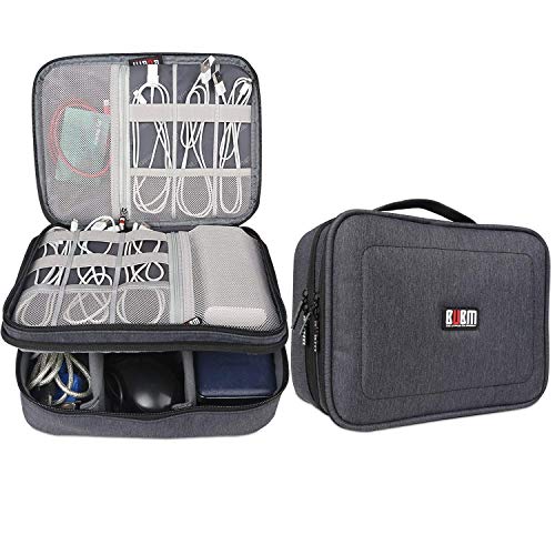 Product Cover BUBM Electronic Organizer, Double Layer Travel Accessories Storage Bag for Cord, Adapter, Battery, Camera and More-a Sleeve Pouch for iPad or up to 9.7