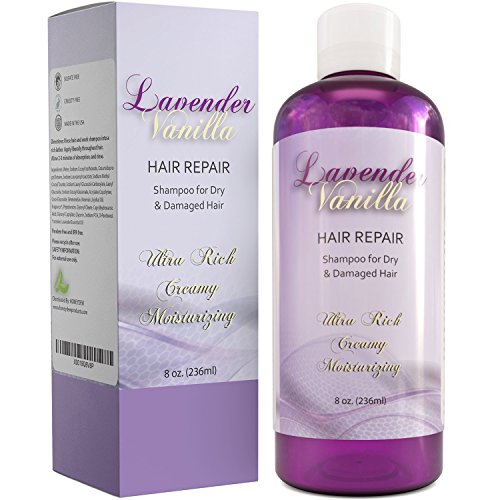 Product Cover Hair Repair Shampoo for Dry & Damaged Hair Lavender Essential for Healthy Hair Growth Ultra-Nourishing Strengthening Treatment Hypoallergenic Daily Shampoo for Men & Women with Delicious Vanilla Aroma