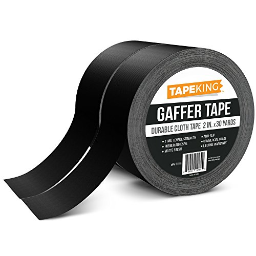 Product Cover Tape King Gaffers Tape Black (2-Pack) Professional Grade 11mil Thick Premium Gaffer, 2 Inch X 30 Yards Per Roll (180 ft Total)
