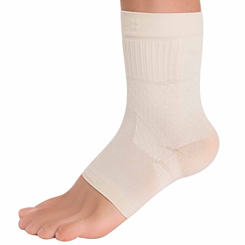 Product Cover Zensah Ankle Support - Compression Ankle Brace - Great for Running, Soccer, Volleyball, Sports - Ankle Sleeve Helps Sprains, Tendonitis, Pain, Beige, Medium