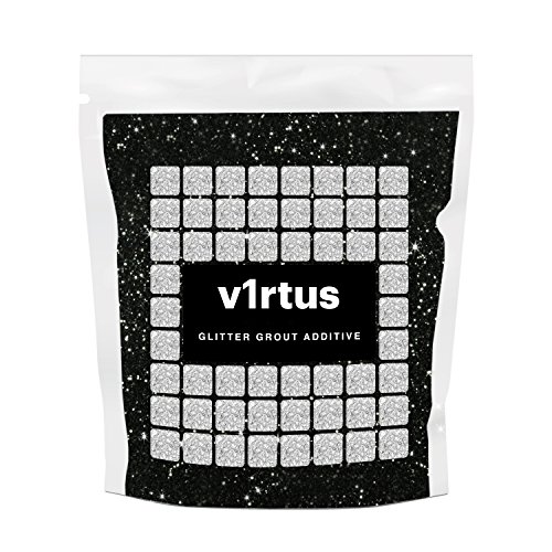 Product Cover v1rtus Black Glitter Grout Tile Additive 100g / 3.5oz for Wet Room Bathroom Kitchen Sparkle finish, Easy to use. Add/Mix with Epoxy Resin or Cement Based Grout, Heat Resistant, Colour Fast, Non Rust