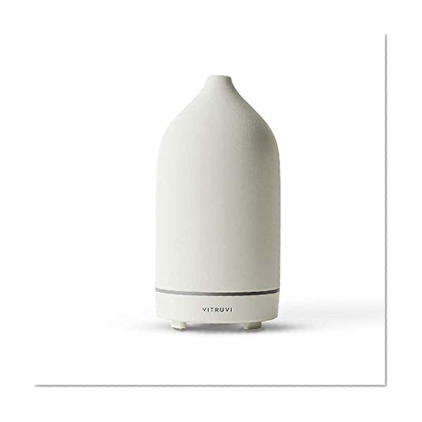 Product Cover Vitruvi Stone Diffuser, Ceramic Ultrasonic Essential Oil Diffuser for Aromatherapy, White, 90ml Capacity