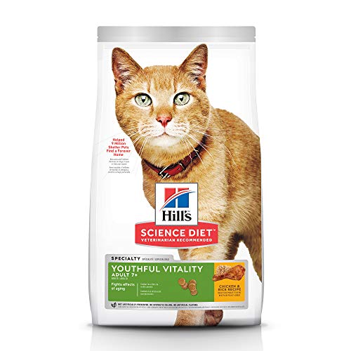 Product Cover Hill's Science Diet Dry Cat Food, Adult 7+ for Senior Cats, Youthful Vitality Chicken & Rice Recipe, 3 lb Bag