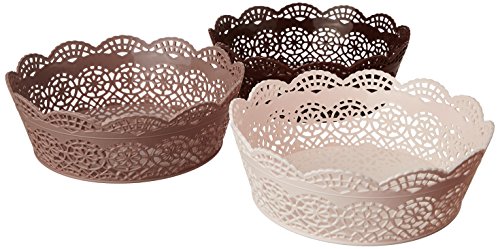 Product Cover Nayasa Lacy Round 3 Piece Basket Set, Beige, Peach and Chocolate