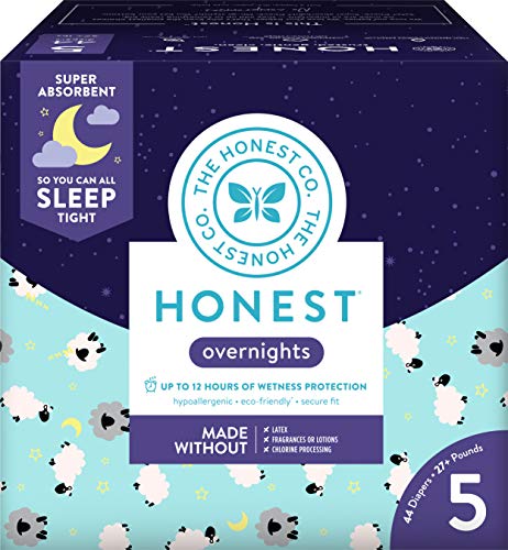 Product Cover Honest Overnight Baby Diapers, Club Box, Sleepy Sheep, Size 5 (44 Count)