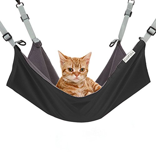 Product Cover CUSFULL Cat Hammock Bed Comfortable Hanging Pet Hammock Bed for Cats/Small Dogs/Rabbits/Other Small Animals 22 x17 in (Black)