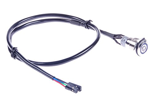 Product Cover KNACRO 16mm Chassis Switch with 100CM 3.3FT Cable Blue LED Ring with Switch Symbol for DIY Computer Switch and Restart Button