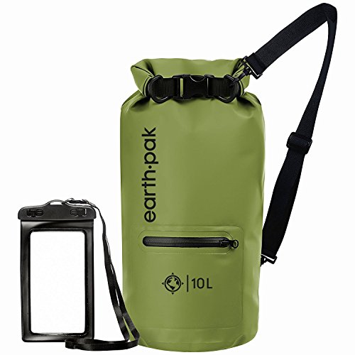 Product Cover Earth Pak- Waterproof Dry Bag with Front Zippered Pocket Keeps Gear Dry for Kayaking, Beach, Rafting, Boating, Hiking, Camping and Fishing with Waterproof Phone Case