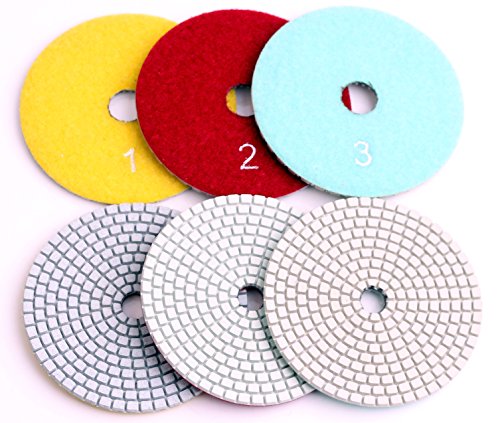 Product Cover 4 Inch with 2.5mm Thickness Dry/Wet 3 Step Polishing Pads for Granite Marble Concrete Stone
