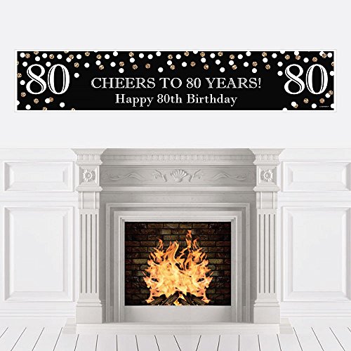 Product Cover Big Dot of Happiness Adult 80th Birthday - Gold - Birthday Party Decorations Party Banner