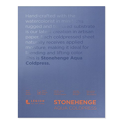 Product Cover Legion Stonehenge Aqua Watercolor Block (L21-SQC140WH912), 140 Cold Press, 9 X 12 inches, 15 Sheets, White