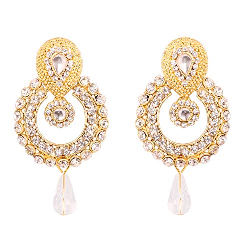 Product Cover Touchstone Indian bollywood old polki Kundan look jewelry pretty design earrings in antique gold tone