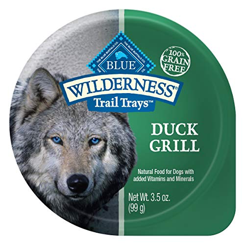 Product Cover Blue Buffalo Wilderness Trail Trays High Protein Grain Free, Natural Adult Wet Dog Food Cups, Duck Grill 3.5-Oz (Pack Of 12)